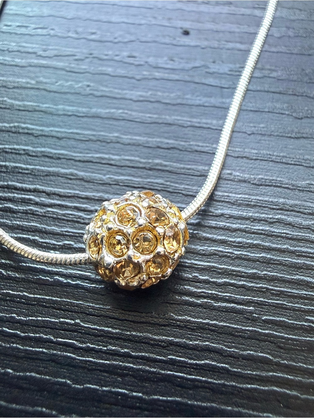 The Limited Gold Crystal Pave Bead Pendant Necklace